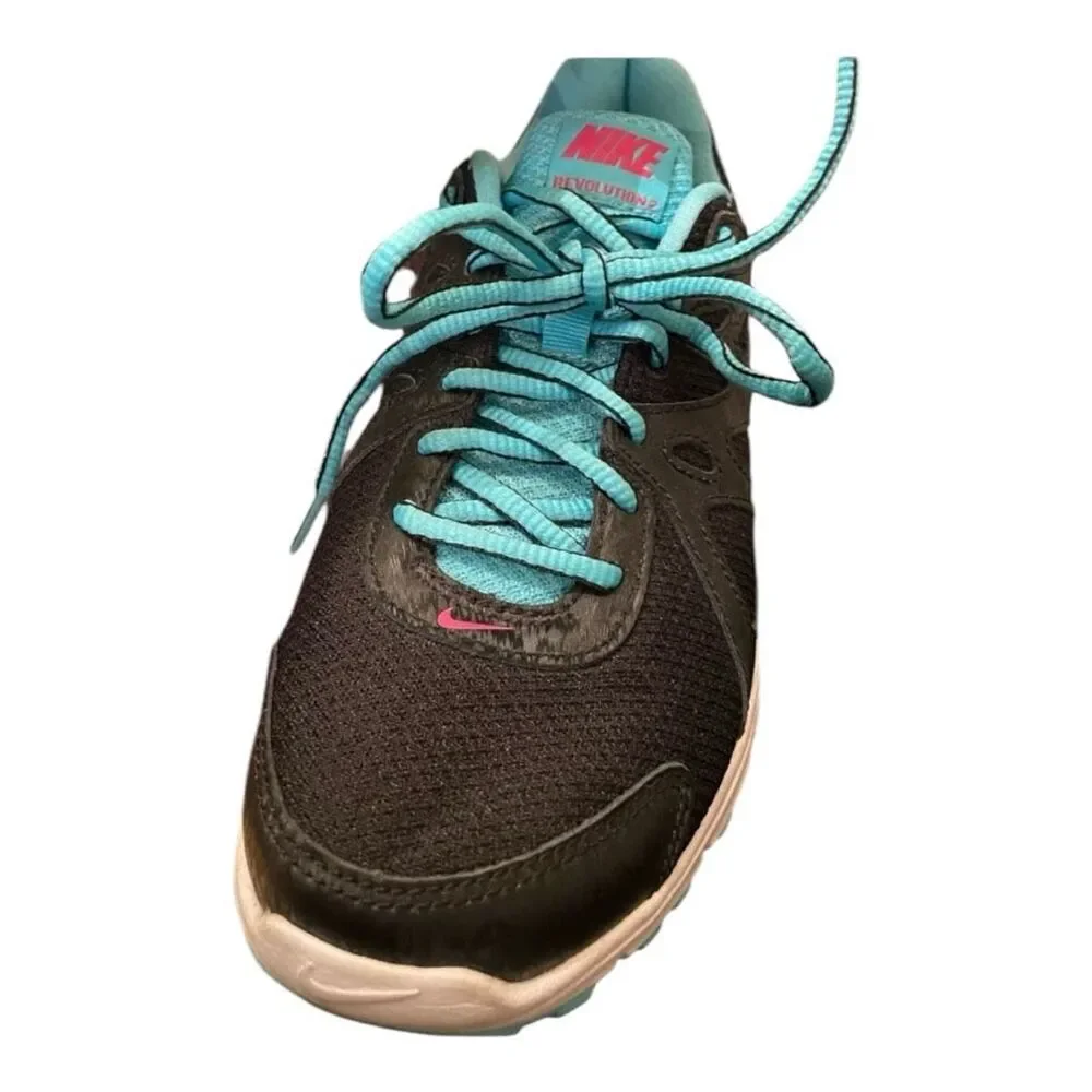 Nike Revolution Running Sneakers | Black Pink Aqua | Women’s Size 8
